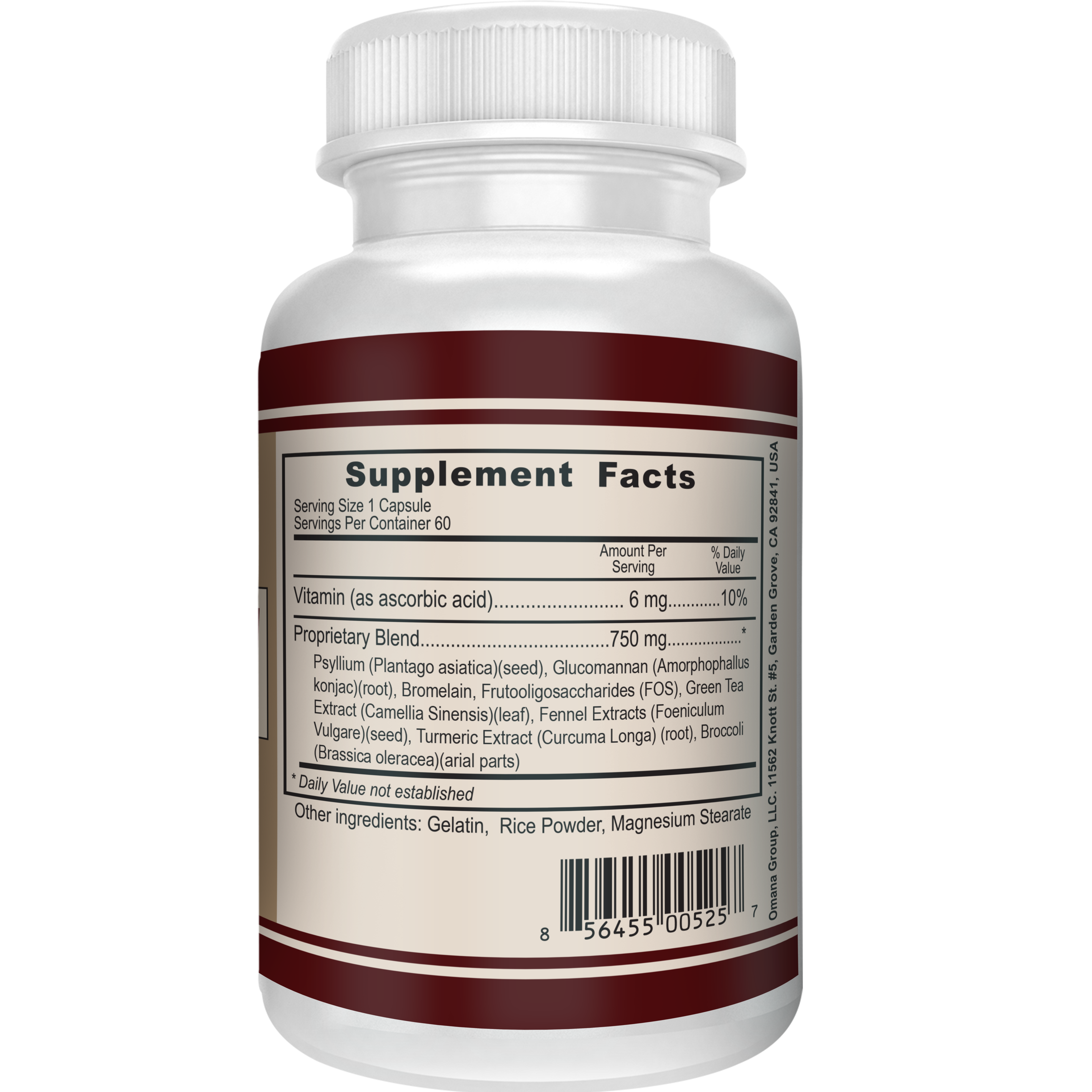 Colon-Ach bottle, supplement facts and ingredients