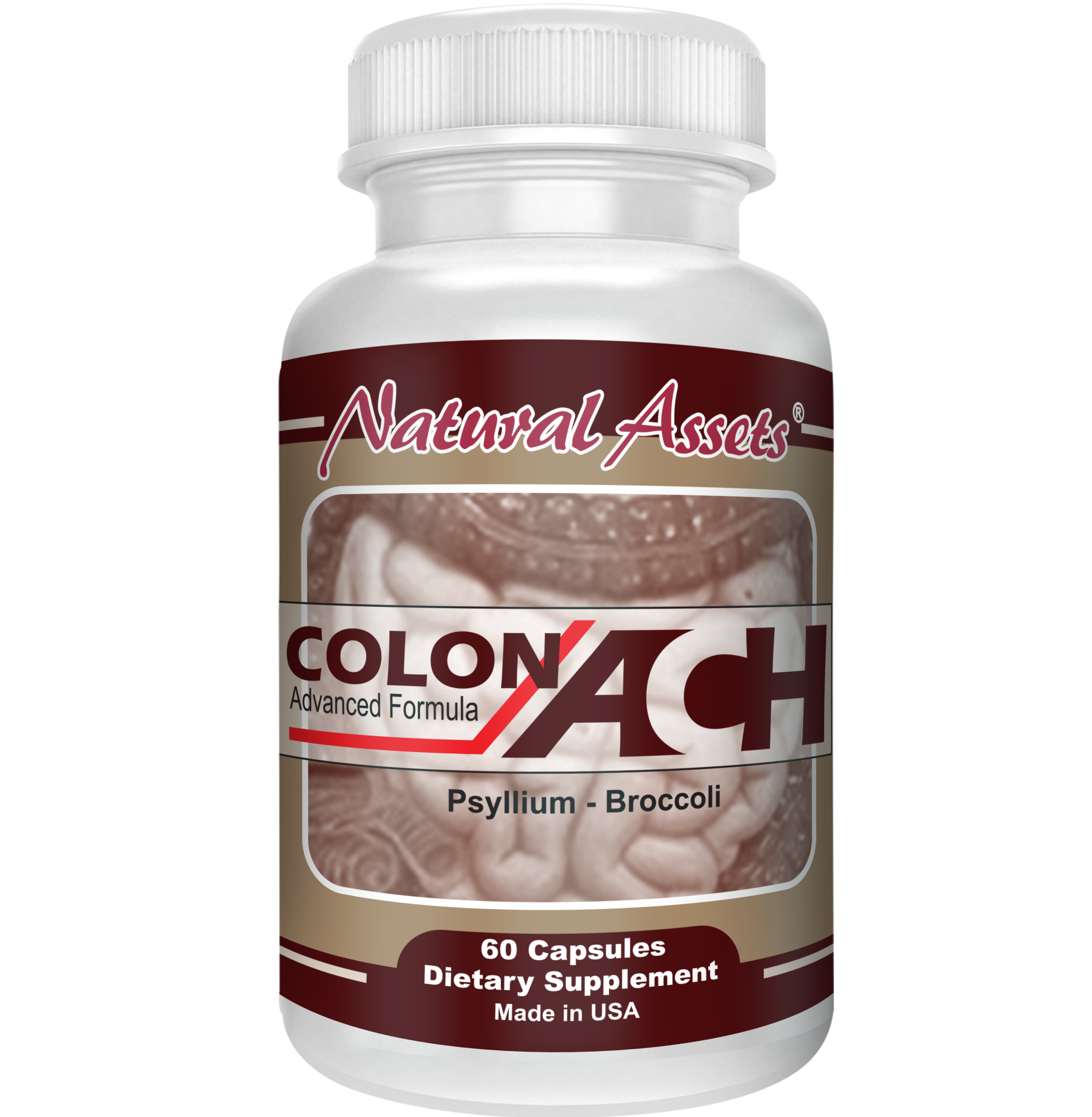 Natural Assets Colon-Ach bottle, front label